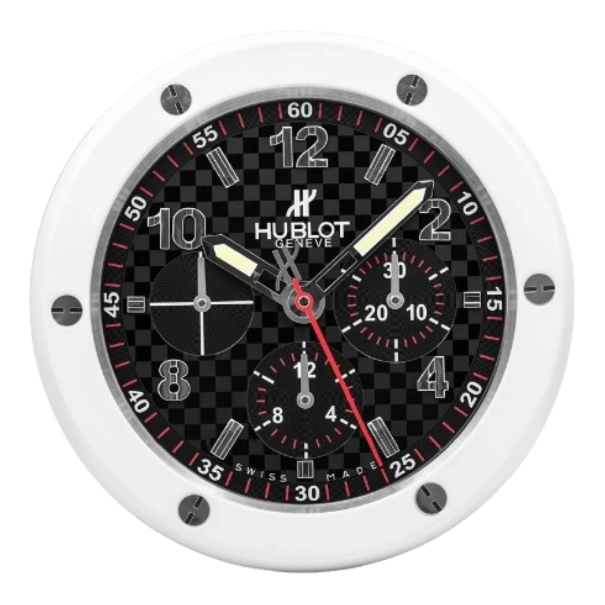 ウブロ スタイル 高級壁掛け時計 - シルバー＆ブラック - Primeclocks