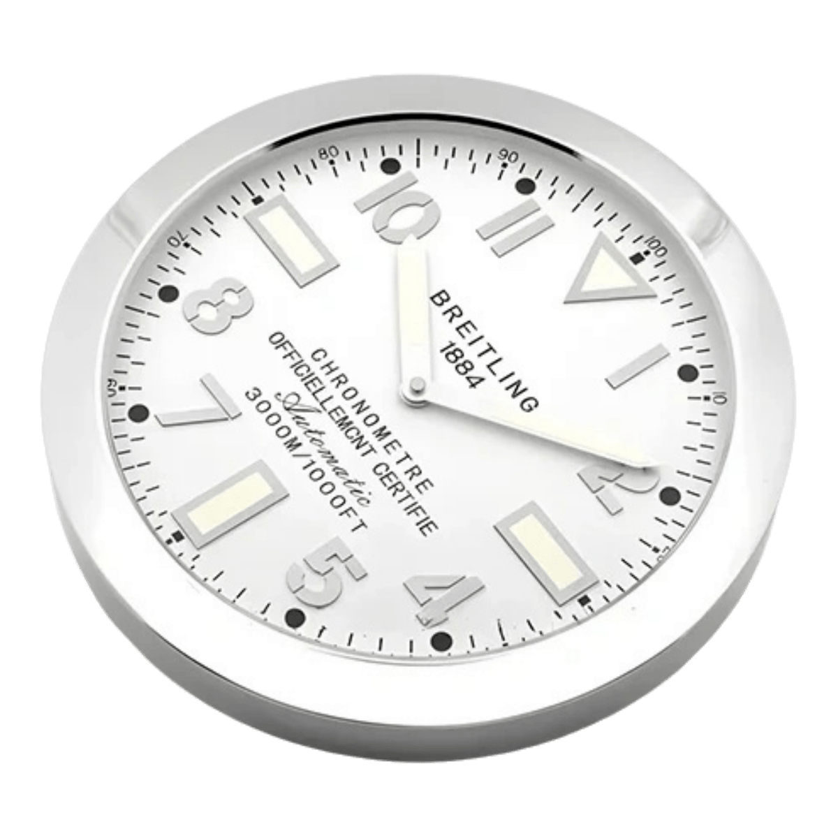 ブライトリング スタイル 高級壁掛け時計 - シルバー＆ホワイト - Primeclocks