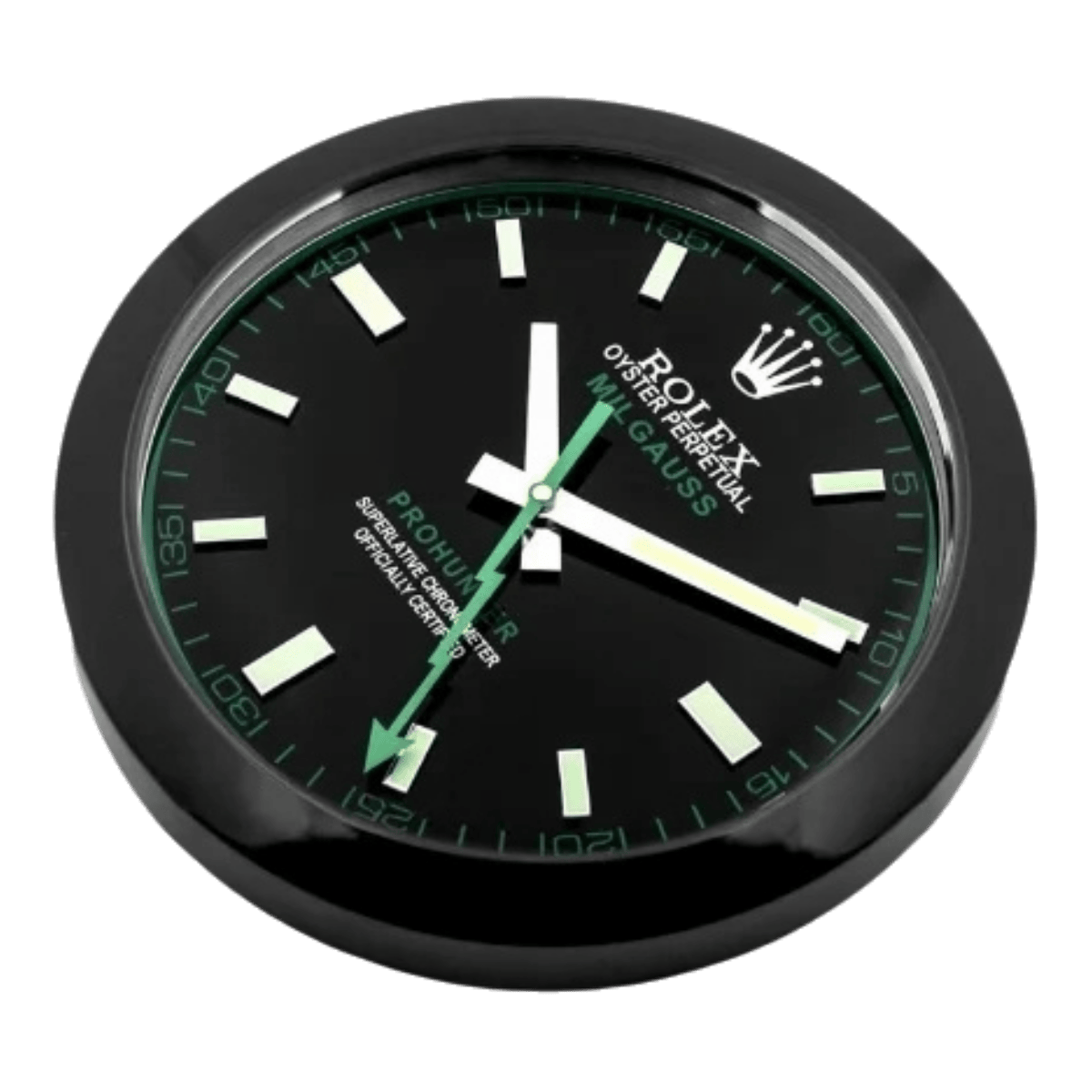 ミルガウス スタイル 高級壁掛け時計 - ブラック＆グリーン - Primeclocks