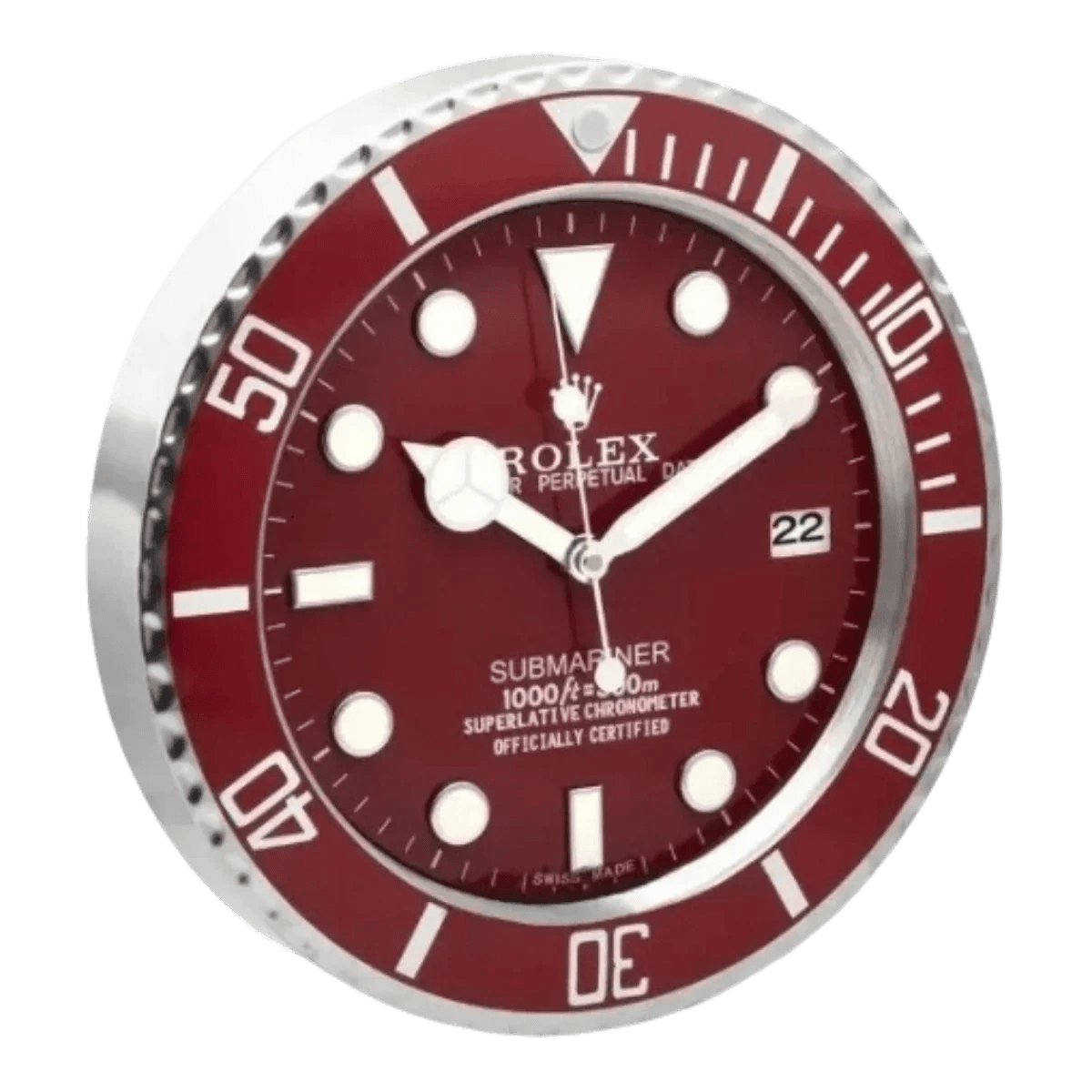 サブマリーナスタイル 高級壁掛け時計 - レッド - Primeclocks