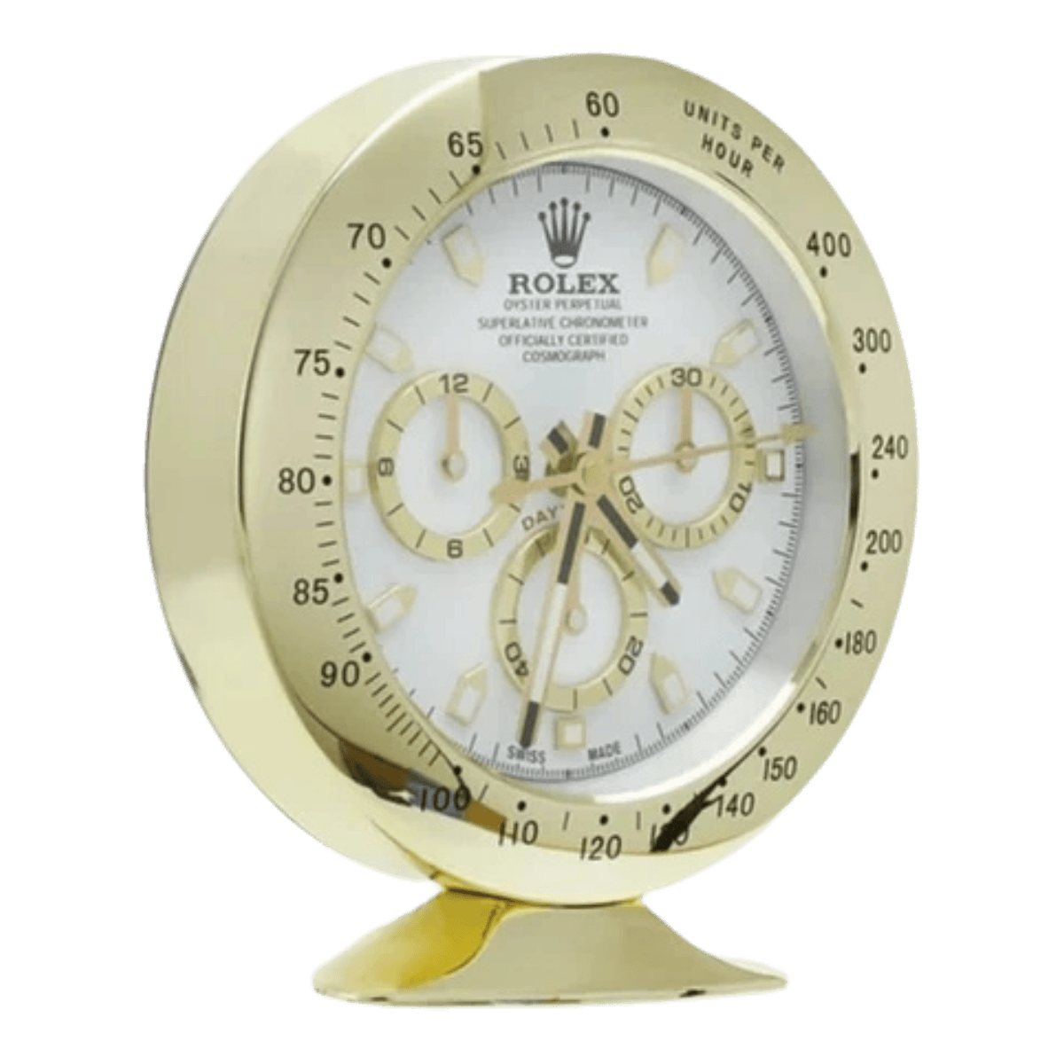 デイトナスタイル 高級デスククロック - ゴールド＆ホワイト - Primeclocks