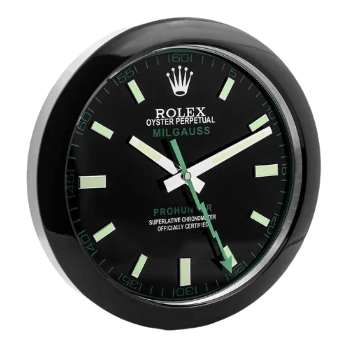 ミルガウス スタイル 高級壁掛け時計 - ブラック＆グリーン - Primeclocks