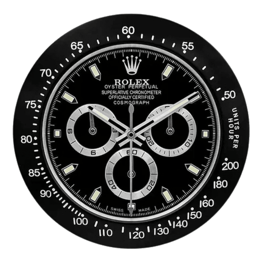 デイトナスタイル 高級壁掛け時計 - ブラック - Primeclocks