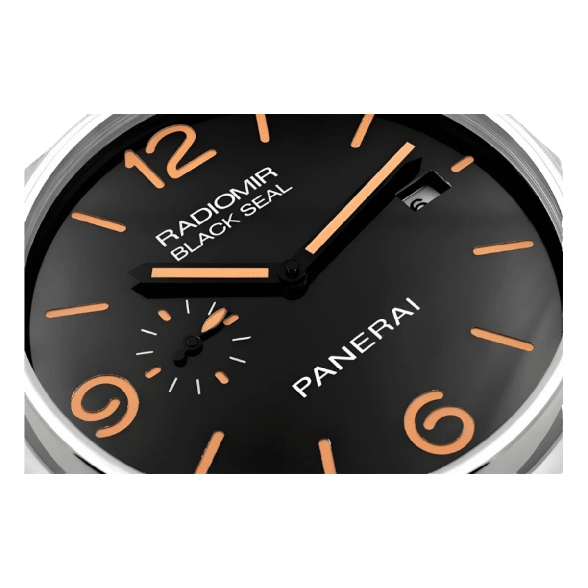 パネライ スタイル 高級壁掛け時計 - シルバー・ブラック＆オレンジ - Primeclocks