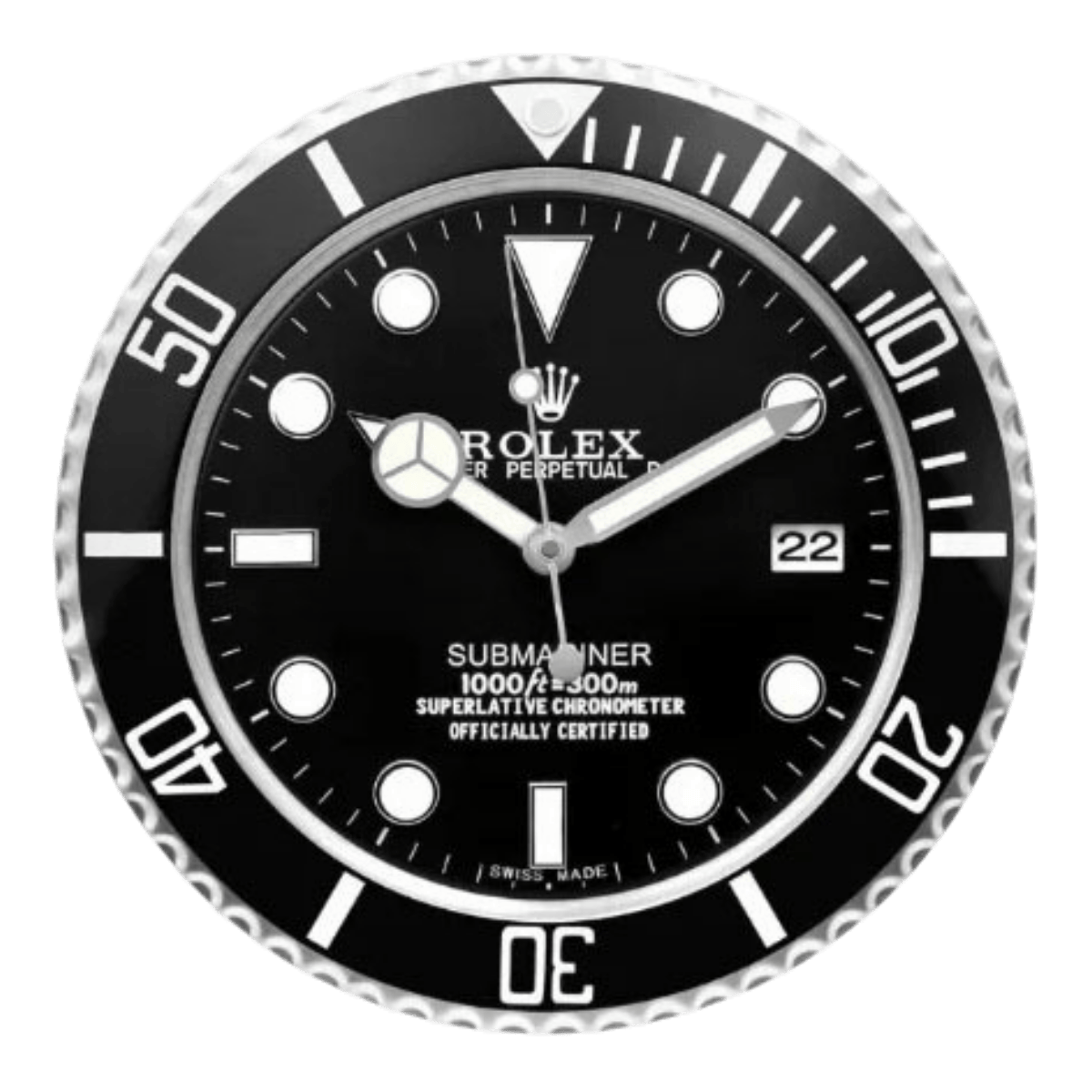 サブマリーナスタイル 高級壁掛け時計 - ブラック - Primeclocks