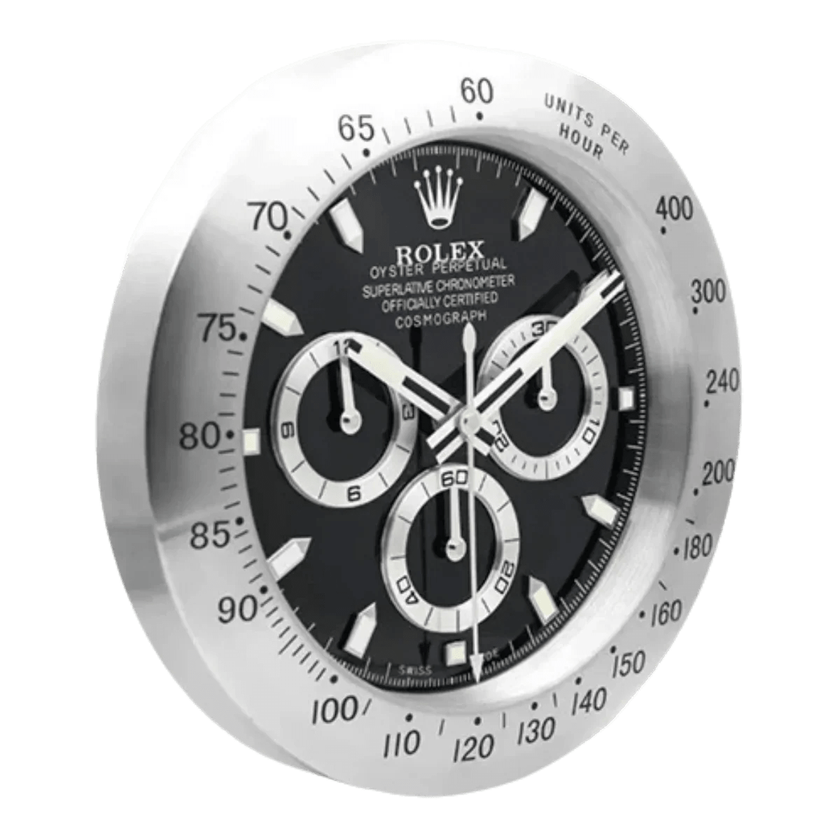 デイトナスタイル 高級壁掛け時計 - スリバー＆ブラック - Primeclocks