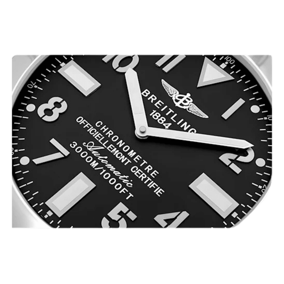 ブライトリング スタイル 高級壁掛け時計 - シルバー＆ブラック - Primeclocks