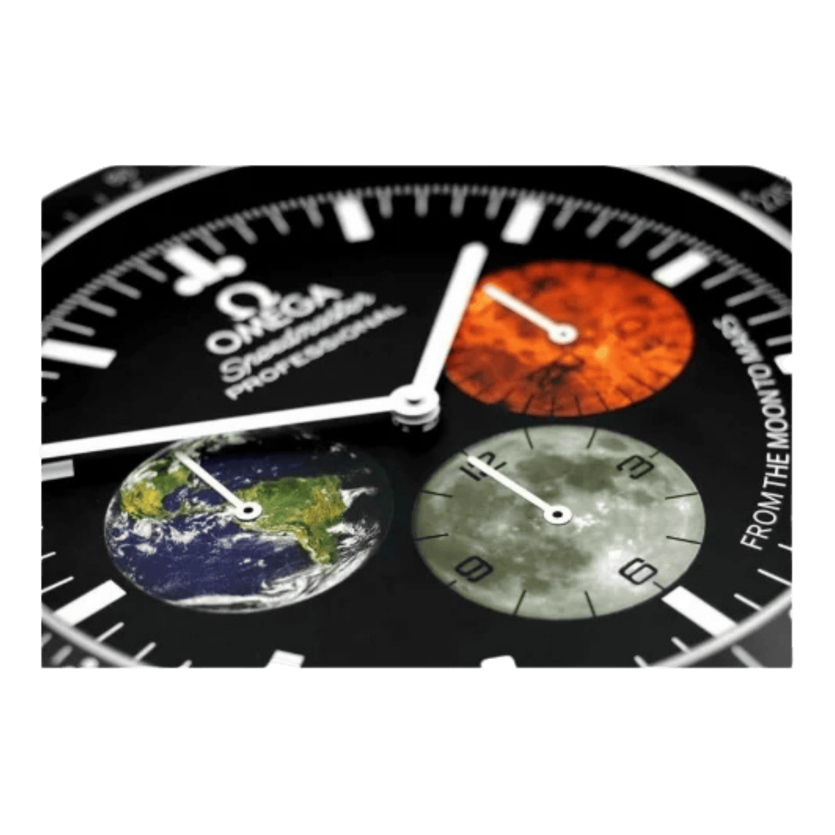 オメガ スピードマスター スタイル 高級壁掛け時計 - ムーンウォッチ ムーン＆マーズ - Primeclocks