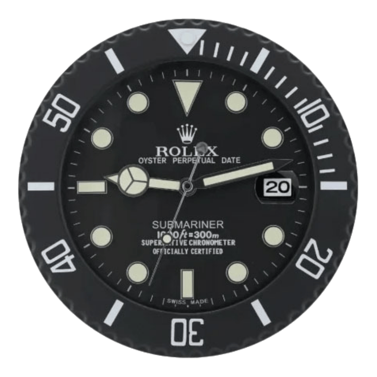 サブマリーナスタイル 高級壁掛け時計 - オールブラック - Primeclocks