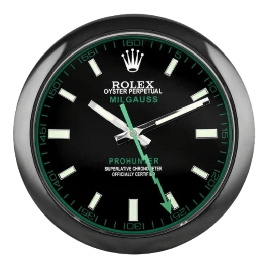 ミルガウス スタイル 高級壁掛け時計 - ブラック＆グリーン - Primeclocks